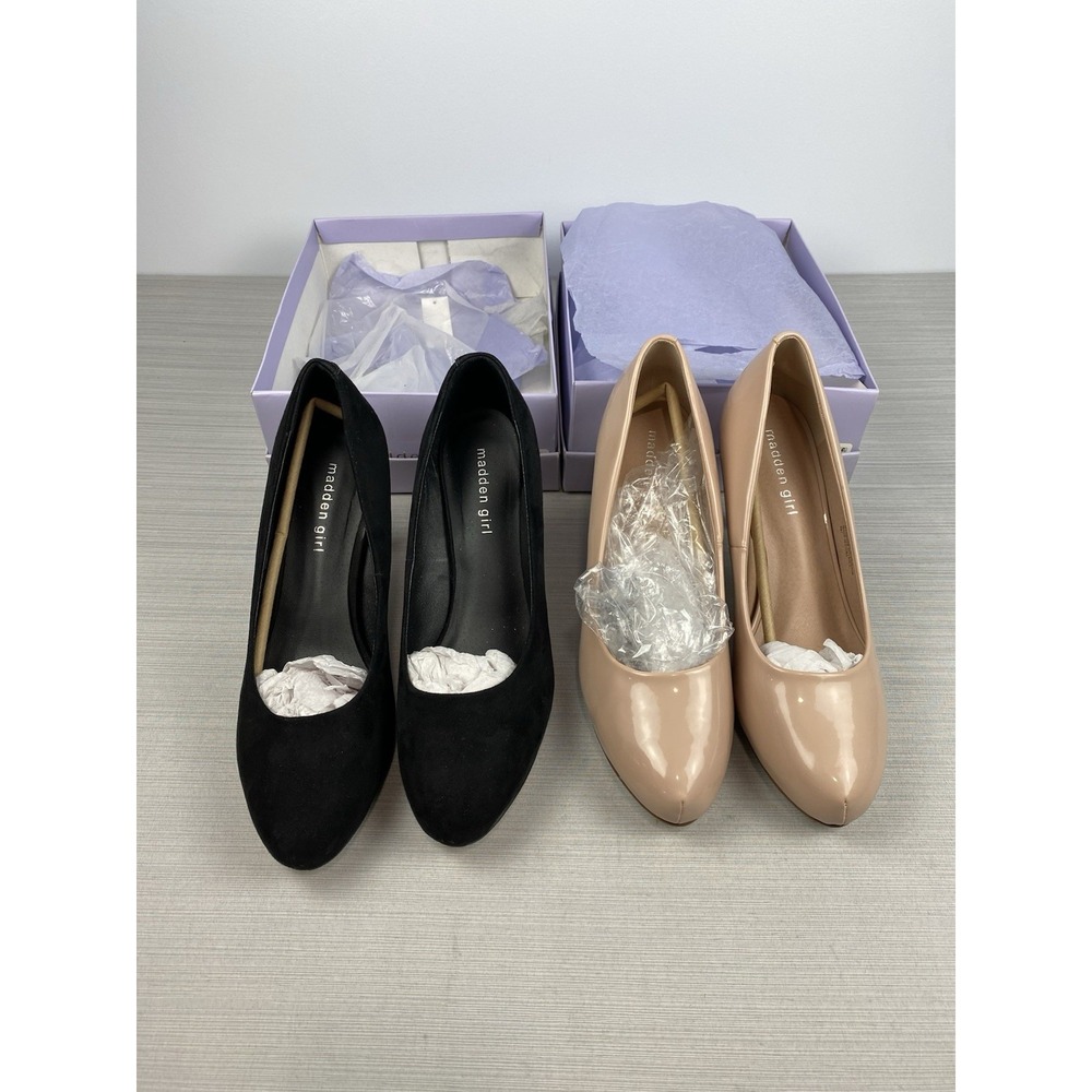 Madden Girl Jelsey Heels/Pumps Size 11 Women's ~ Black Suede & Nude Patent